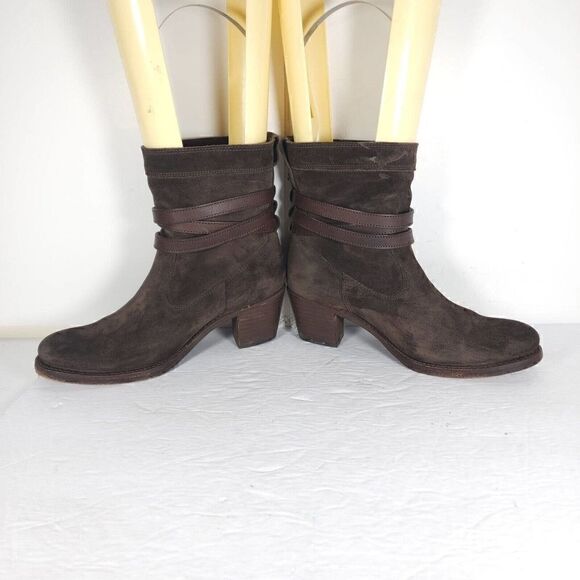 Frye Women's Jane US 8,5B B Strappy Belted Oiled Suede Short Boot Ankle Bootie - Picture 5 of 15